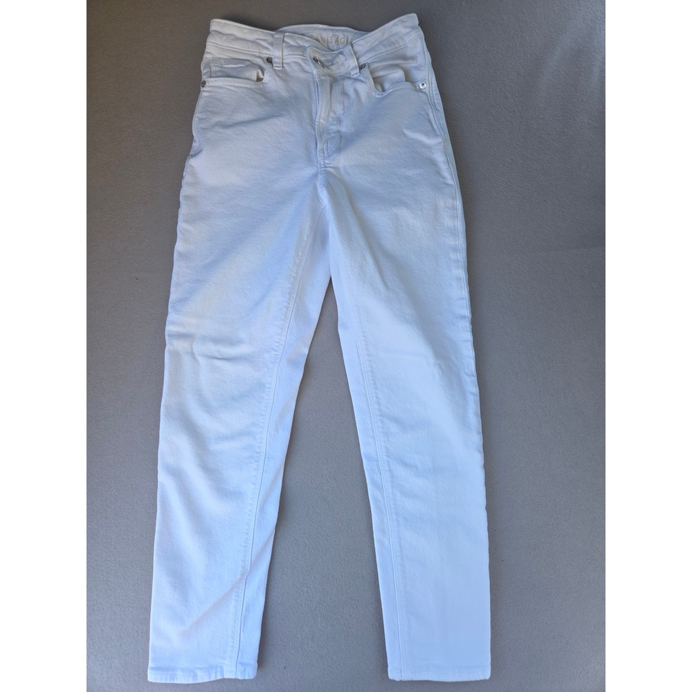 American Eagle Mom Jean White High Waisted Stretch Denim Pants Size 2 Regular